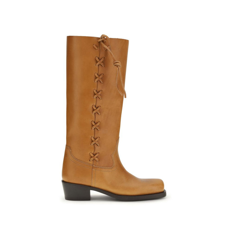 Paris Texas Brown Calf Leather Roxanne Lace-Up Boots