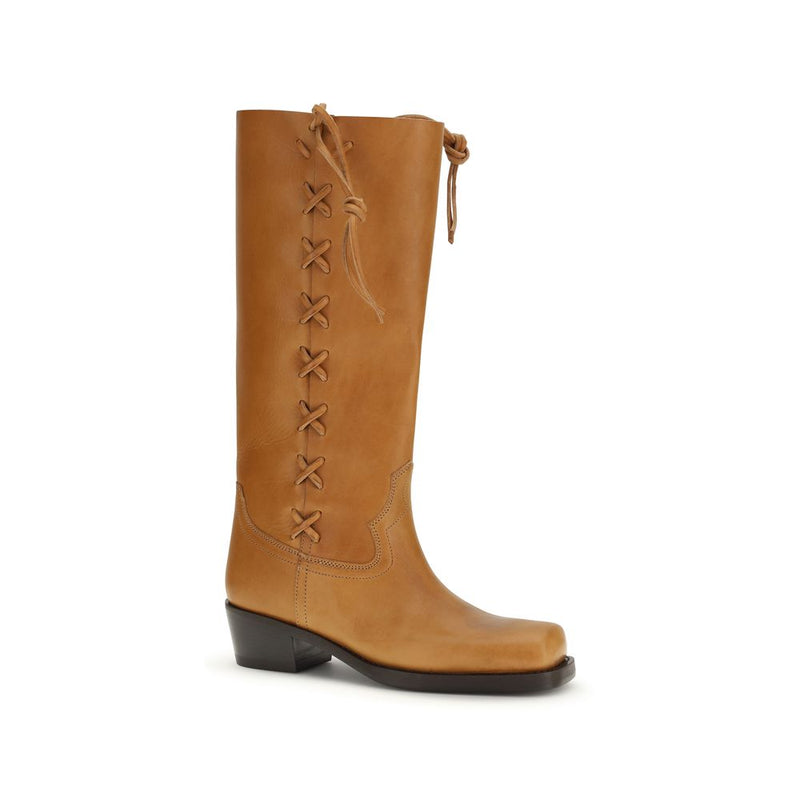 Paris Texas Brown Calf Leather Roxanne Lace-Up Boots