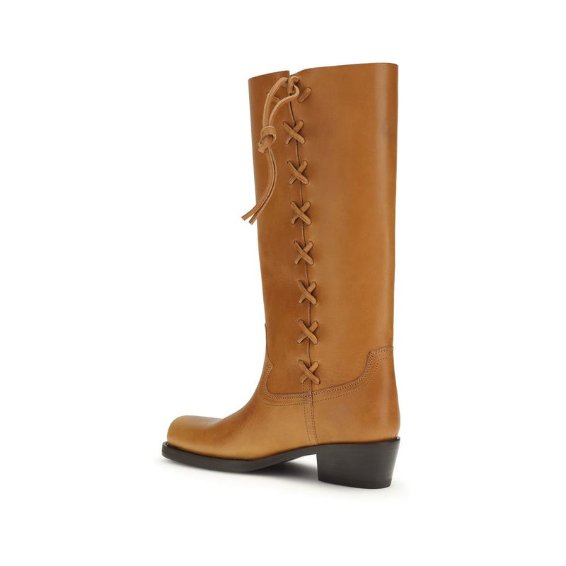 Paris Texas Brown Calf Leather Roxanne Lace-Up Boots