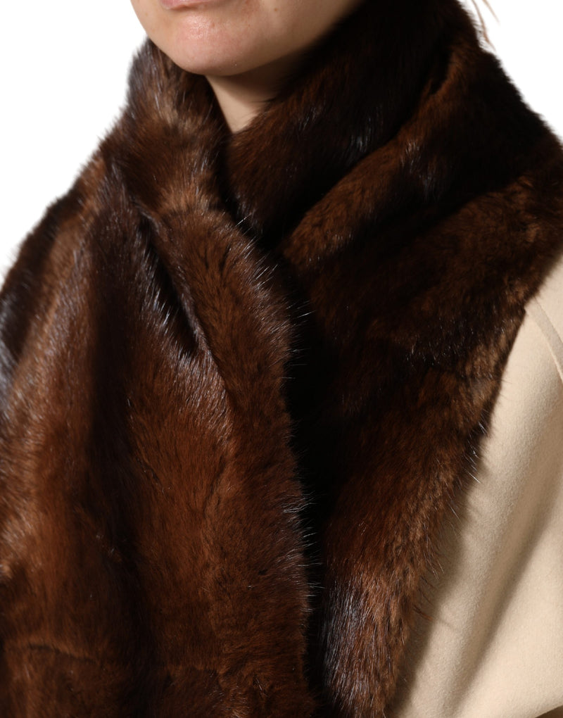 Dolce & Gabbana Écharpe en Fourrure Rayée Noir Brun