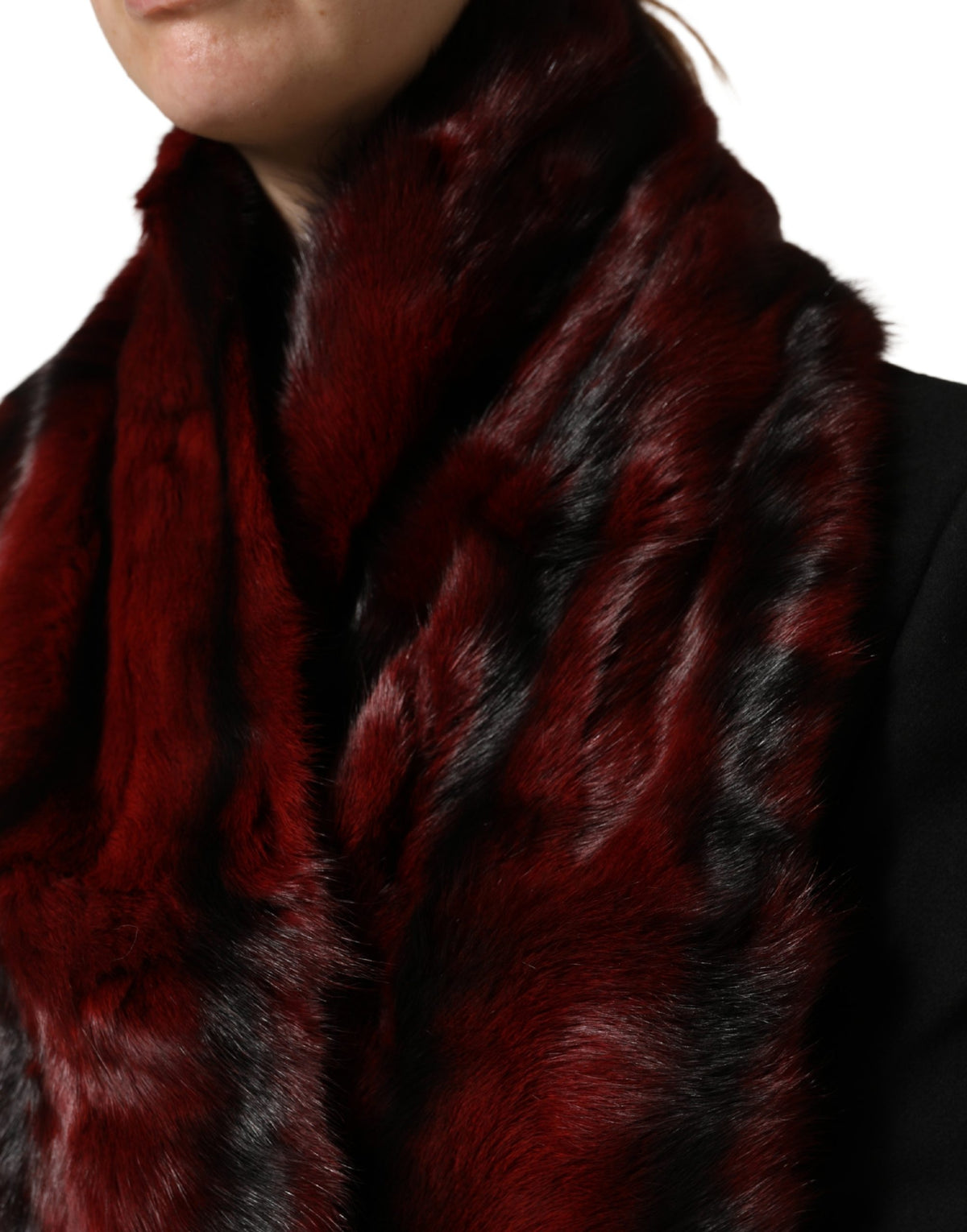 Écharpe en fourrure Dolce & Gabbana Noir Rouge