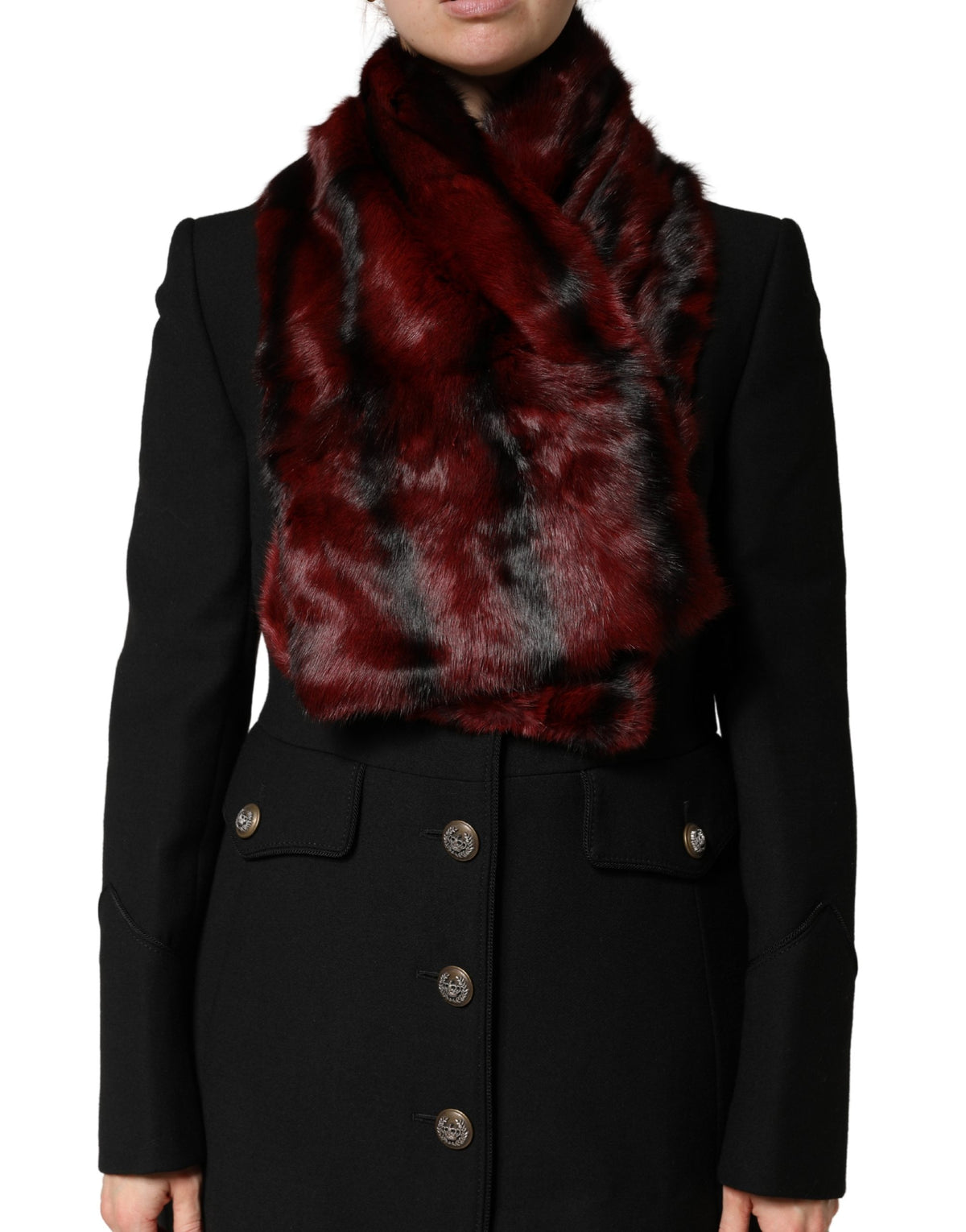 Écharpe en fourrure Dolce & Gabbana Noir Rouge