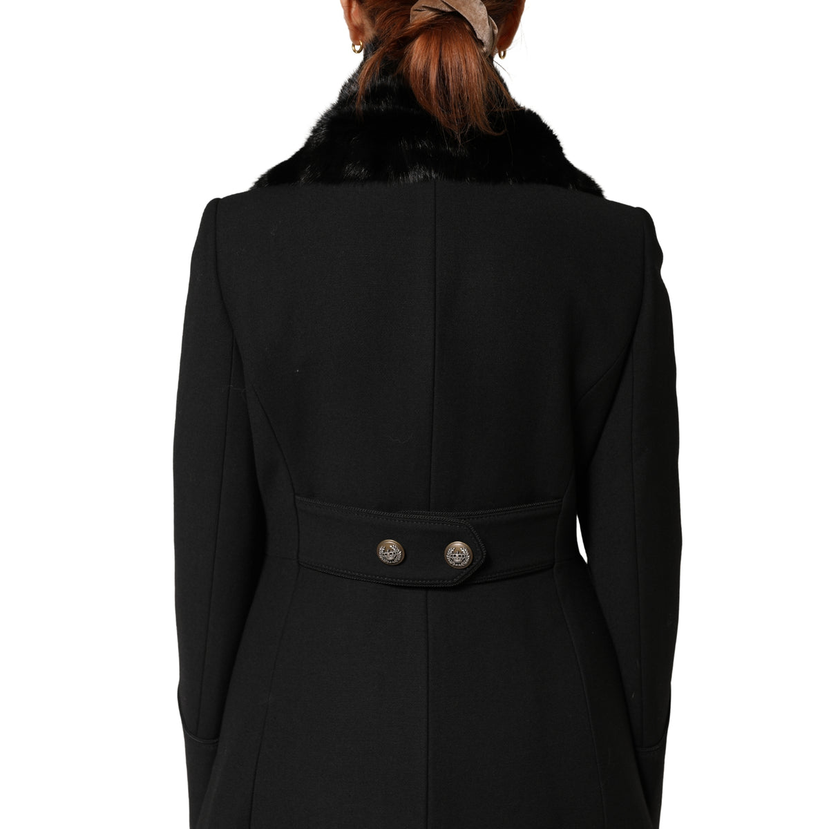 Dolce & Gabbana Écharpe en Fourrure Noire avec Col