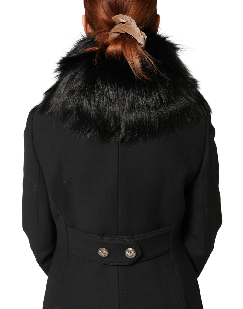 Dolce & Gabbana Black Fur Shoulder Wrap Scarf