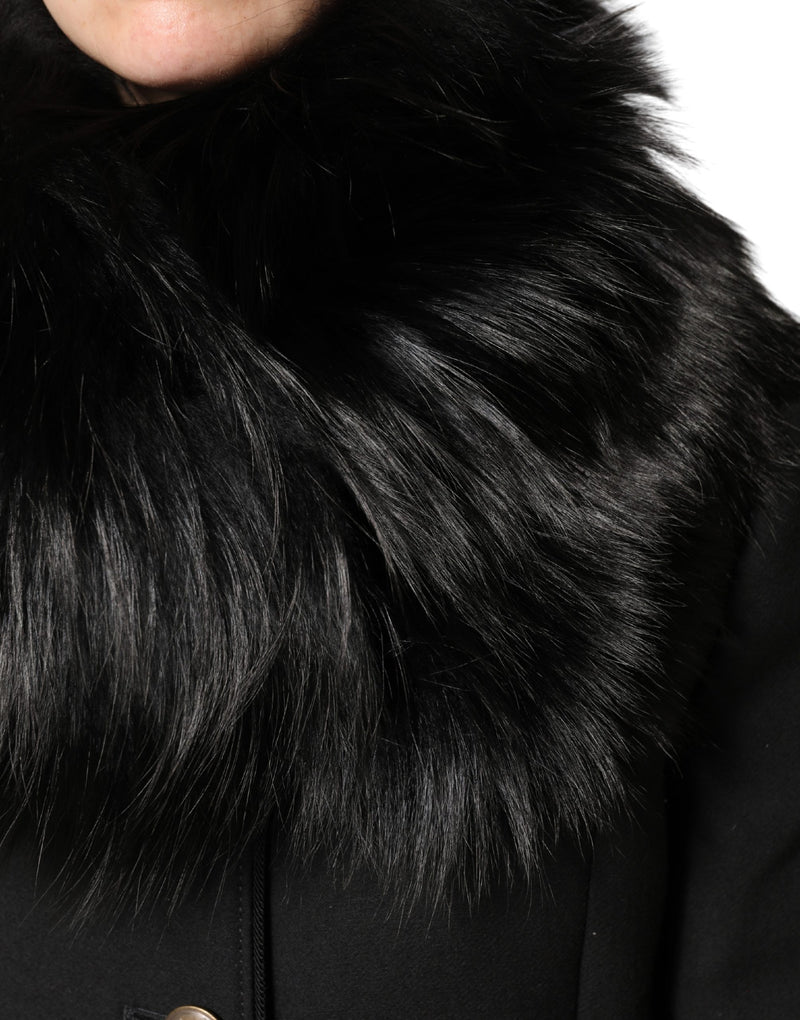 Dolce & Gabbana Black Fur Shoulder Wrap Scarf
