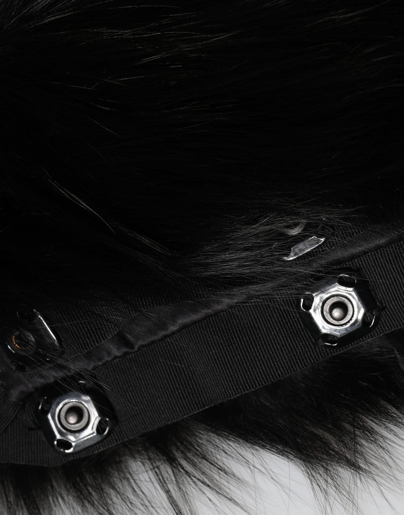 Dolce & Gabbana Black Fur Shoulder Wrap Scarf