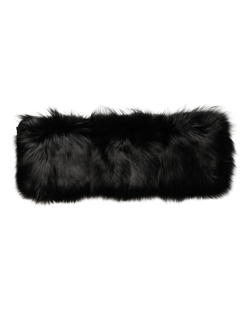 Dolce & Gabbana Black Fur Shoulder Wrap Scarf
