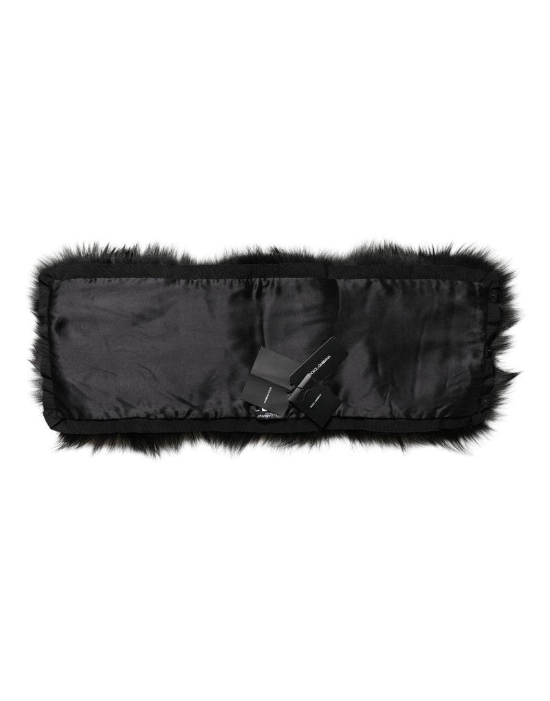 Dolce & Gabbana Black Fur Shoulder Wrap Scarf
