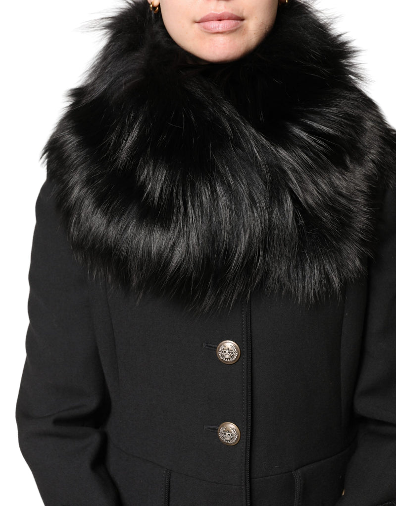 Dolce & Gabbana Black Fur Shoulder Wrap Scarf