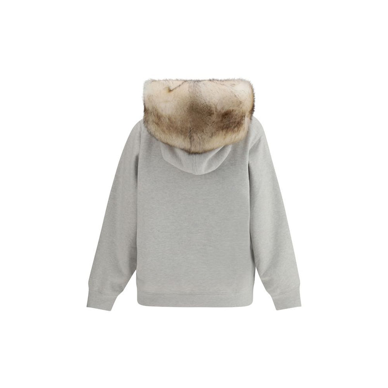 Prada Gray Cotton Sweatshirt with Shearling Lining