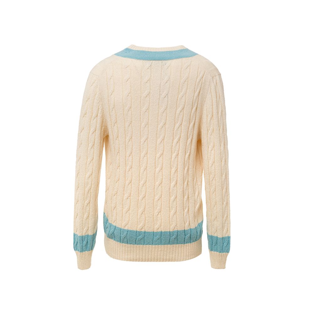 Gran Sasso White Cotton Sweatshirt with Light Blue Details