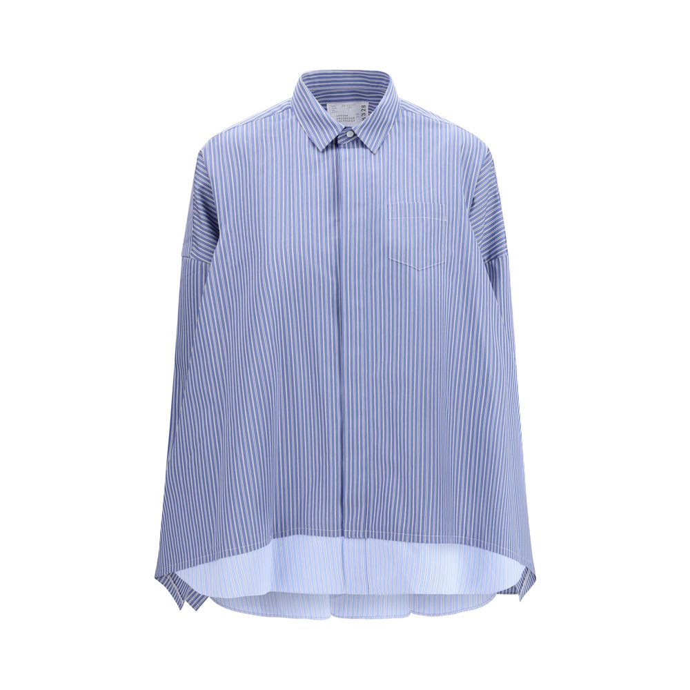 Sacai Blue Cotton Pattern Shirt - Oversized Design for Women