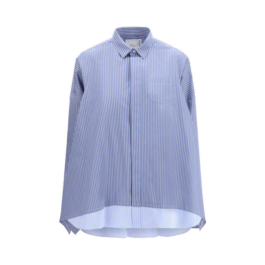 Sacai Blue Cotton Pattern Shirt - Oversized Design for Women