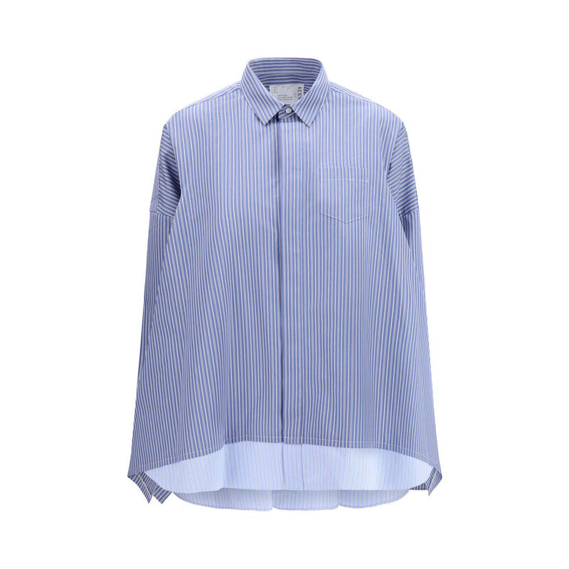 Sacai Blue Cotton Pattern Shirt - Oversized Design for Women