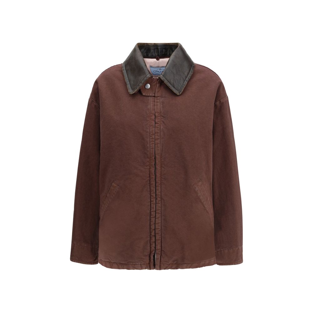 Prada Canvas Old Peacoat - Brown Cotton Coat for Women