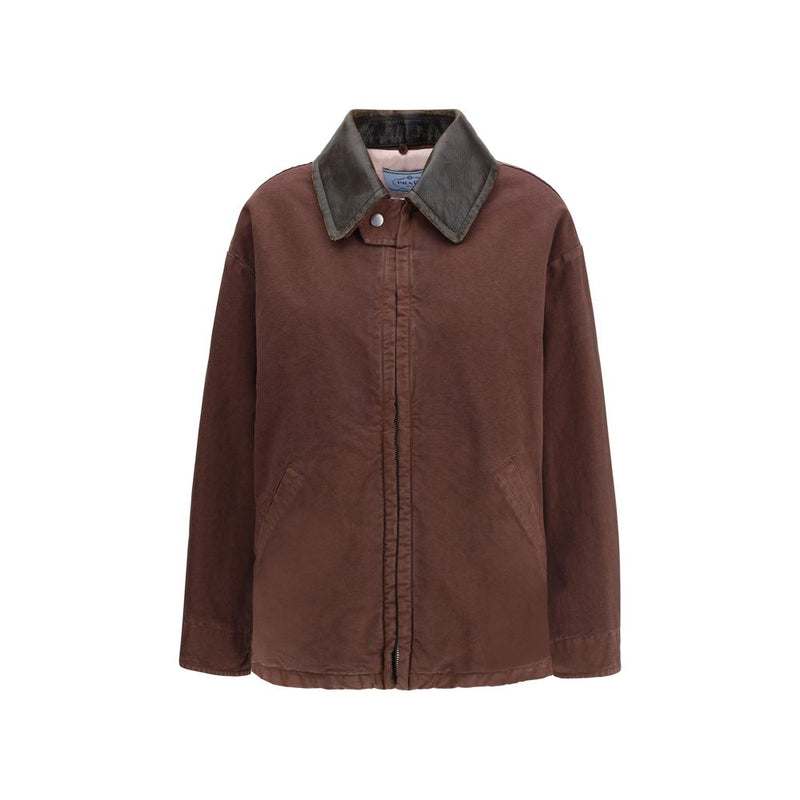Prada Canvas Old Peacoat - Brown Cotton Coat for Women