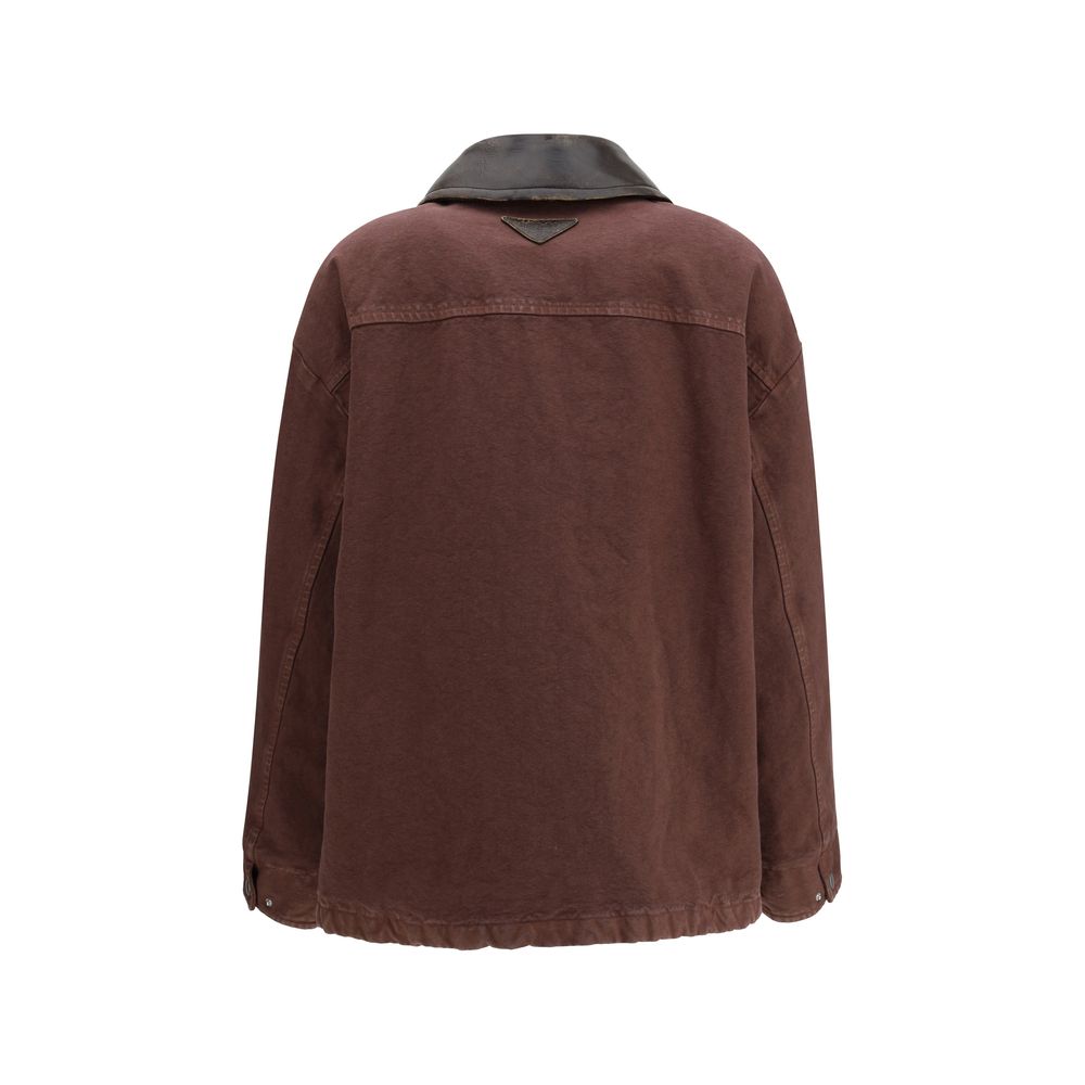 Prada Canvas Old Peacoat - Brown Cotton Coat for Women