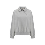 Miu Miu Gray Cotton Oversized Sweatshirt with Zip Closure