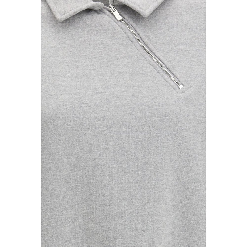 Miu Miu Gray Cotton Oversized Sweatshirt with Zip Closure