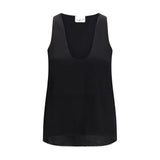 SA SU PHI Black Silk Top - Elegant Sleeveless Design for Women