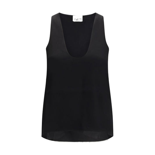 SA SU PHI Black Silk Top - Elegant Sleeveless Design for Women