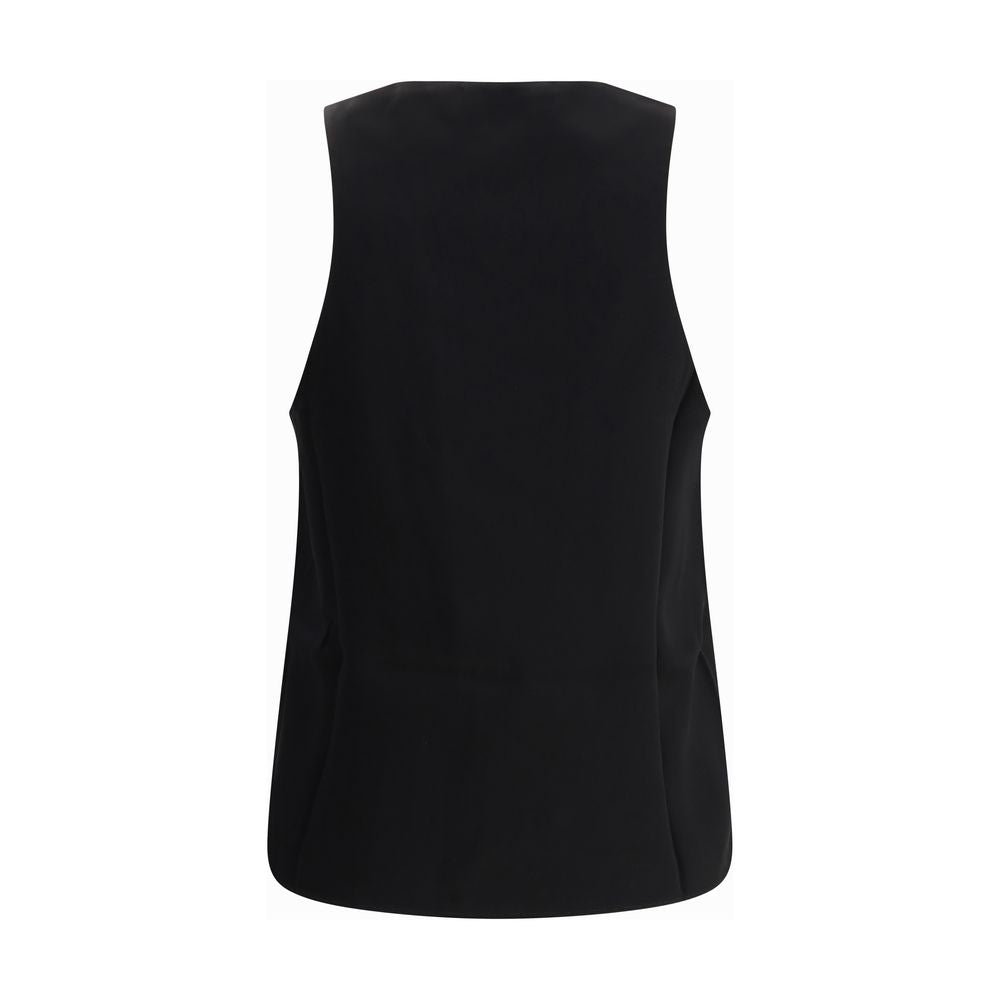 SA SU PHI Black Silk Top - Elegant Sleeveless Design for Women