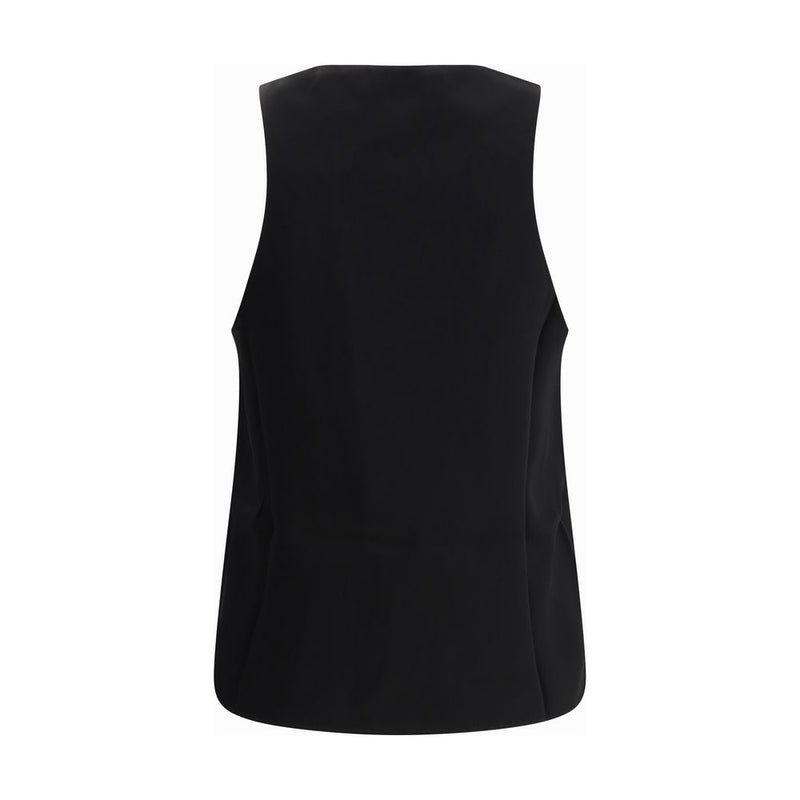 SA SU PHI Black Silk Top - Elegant Sleeveless Design for Women
