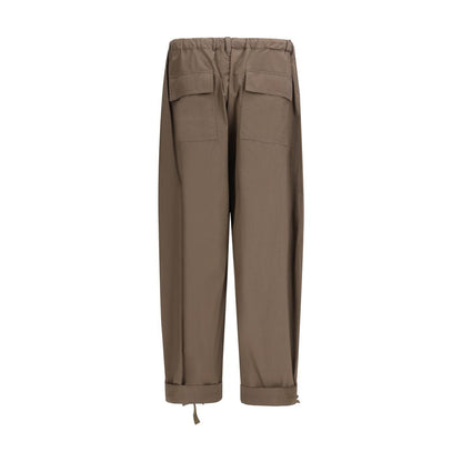 Pantalon décontracté en coton marron Sacai