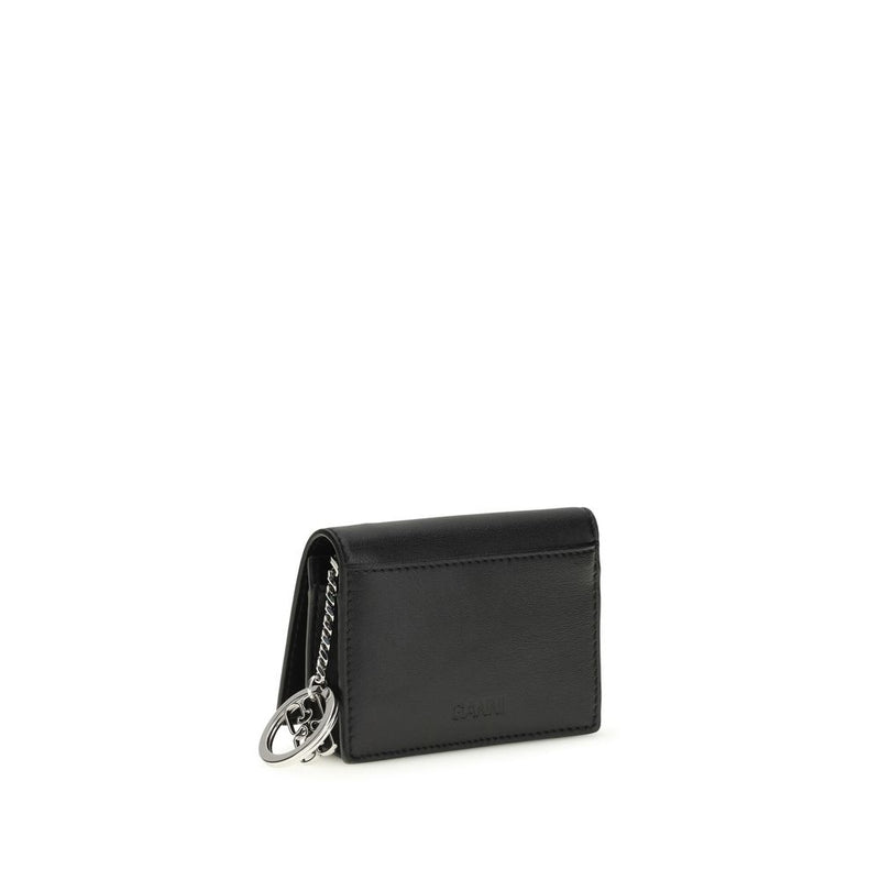 Ganni Black Polyester Wallet with Poodle Print