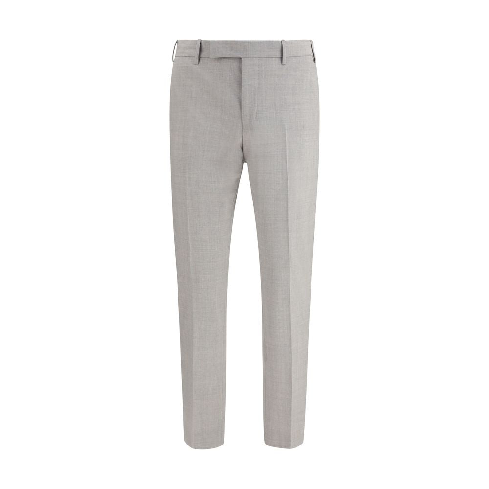 PT Torino Gray Fleece Wool Dress Pants for Men