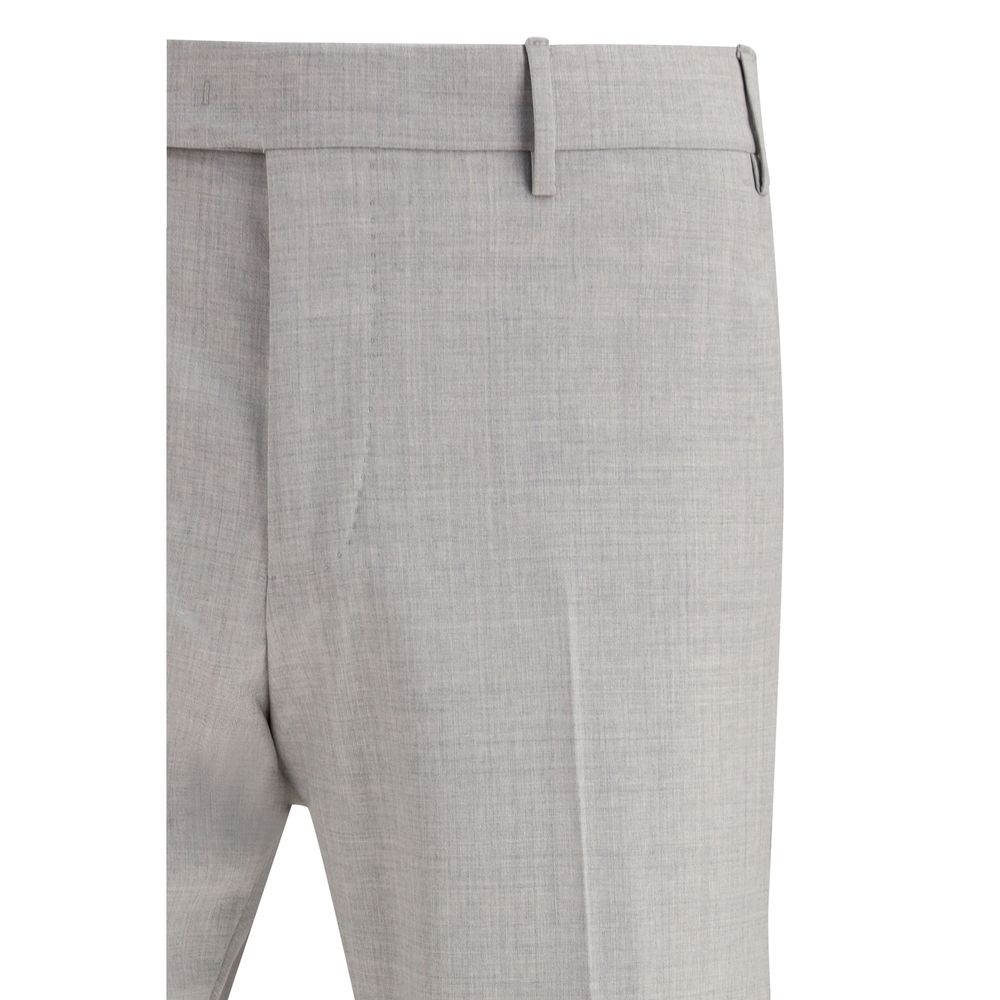 PT Torino Gray Fleece Wool Dress Pants for Men
