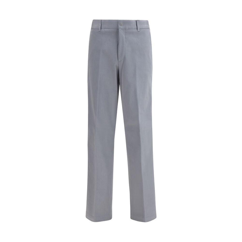 Pantalon décontracté en coton gris Fendi