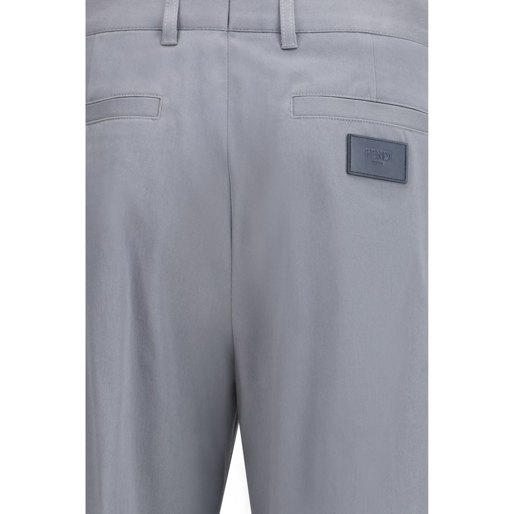 Pantalon décontracté en coton gris Fendi