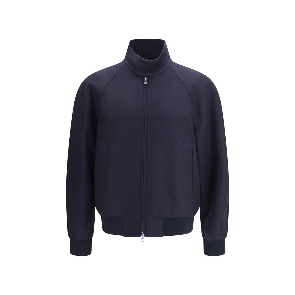 Blouson bomber en cachemire bleu Fendi
