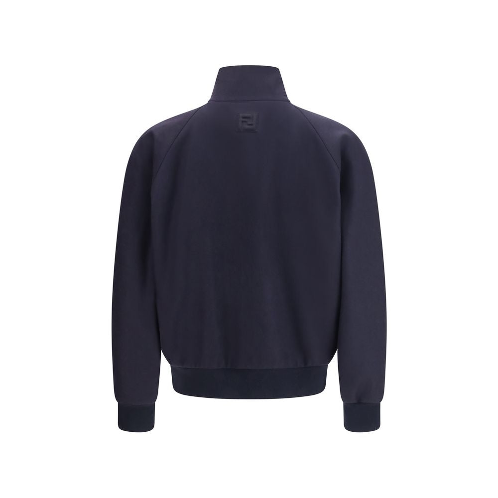 Blouson bomber en cachemire bleu Fendi