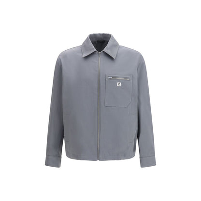 Veste de motard Fendi en coton gris