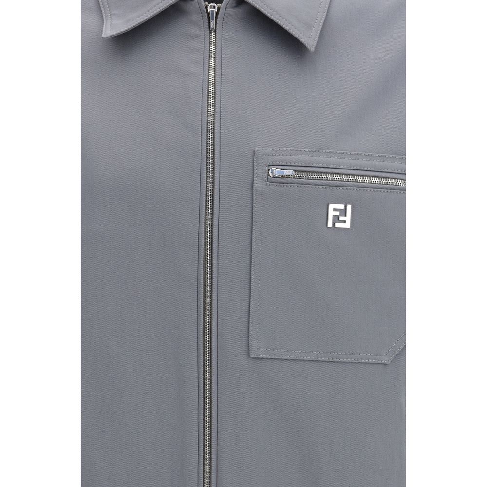 Veste de motard Fendi en coton gris