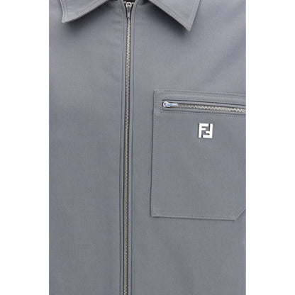 Veste de motard Fendi en coton gris