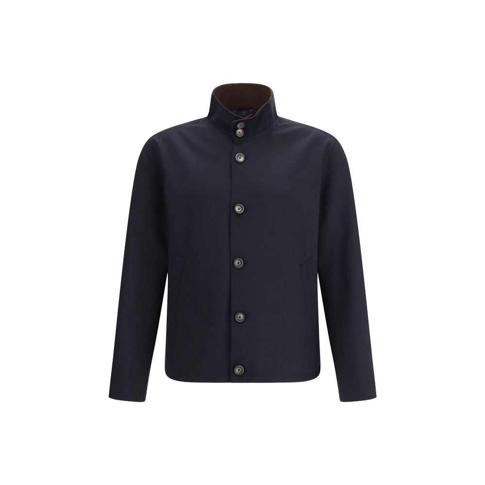 Herno Blue Elastane Coat - Double Light Stretch Wooly Jacket