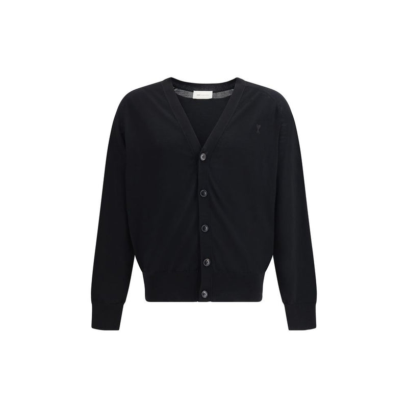 Ami Paris Black Merino Wool Cardigan - Ami de Coeur