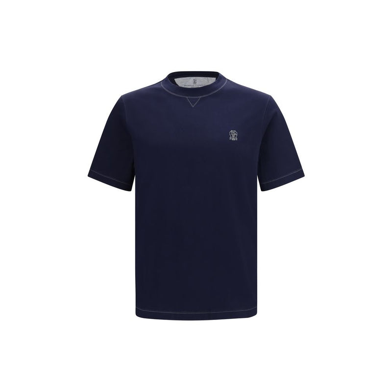 Brunello Cucinelli Blue Cotton T-Shirt for Men