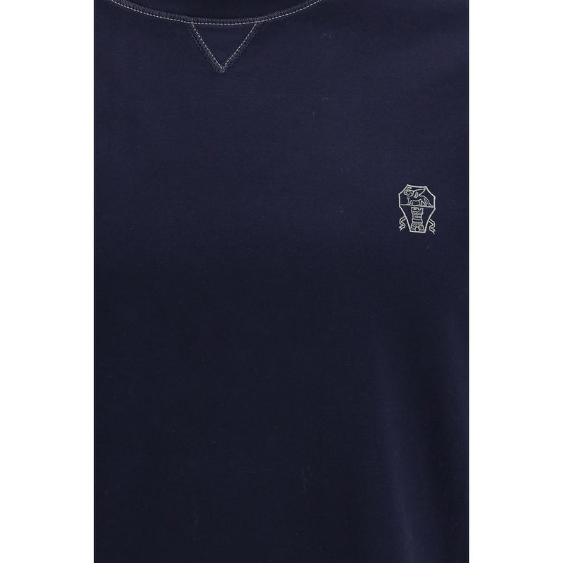Brunello Cucinelli Blue Cotton T-Shirt for Men
