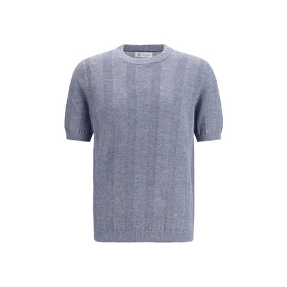 Brunello Cucinelli blauw linnen T-shirt