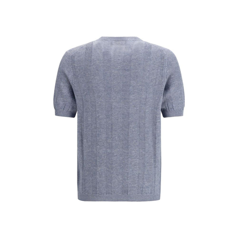 Brunello Cucinelli Blue Linen T-Shirt - Elegant Comfort