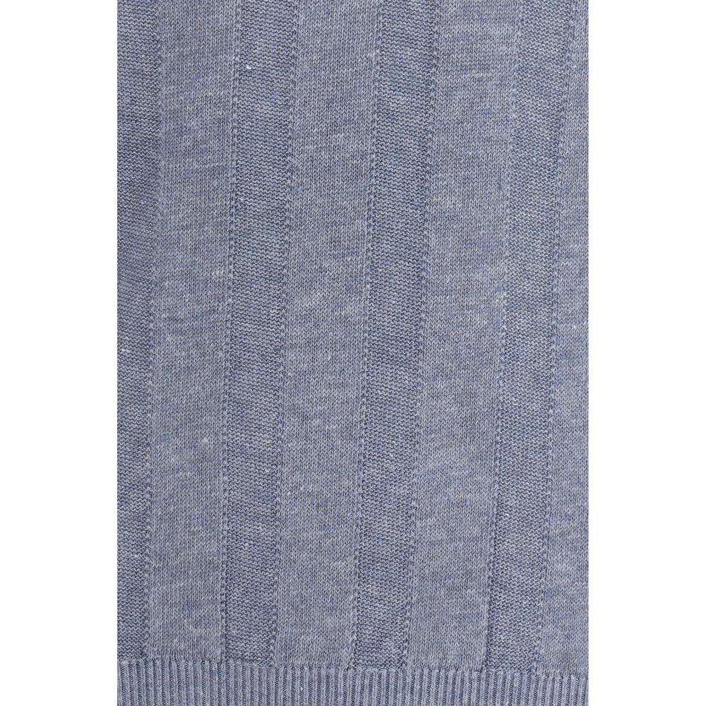 Brunello Cucinelli Blue Linen T-Shirt for Men