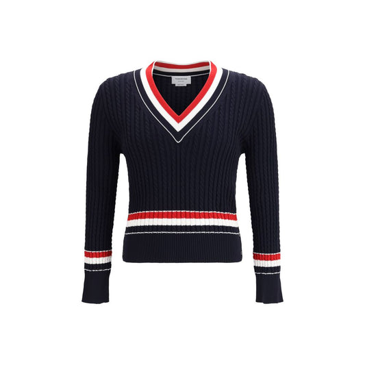 Thom Browne Blue Cotton V-Neck Sweatshirt