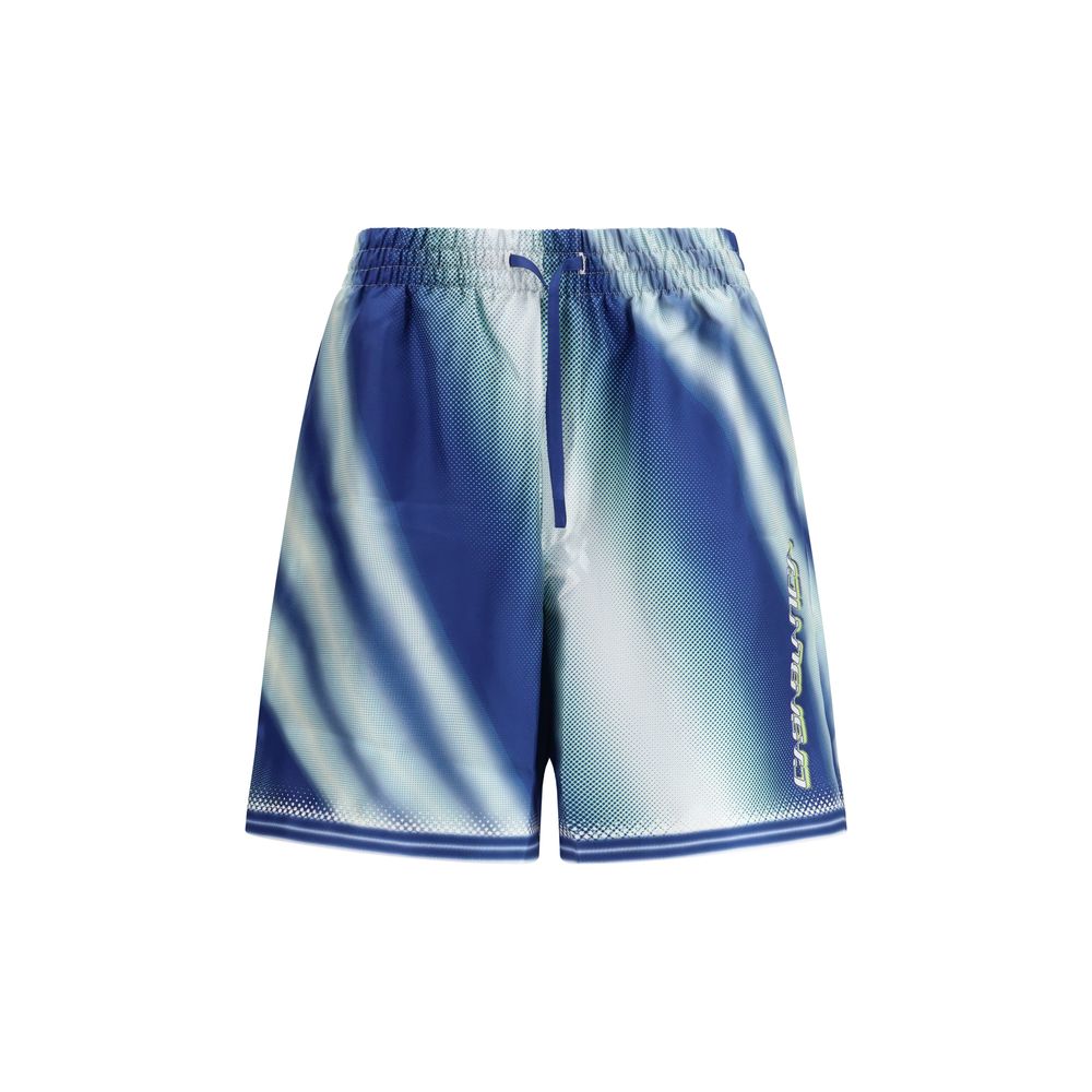 Casablanca Blue Silk Flaming Bermuda Shorts for Men