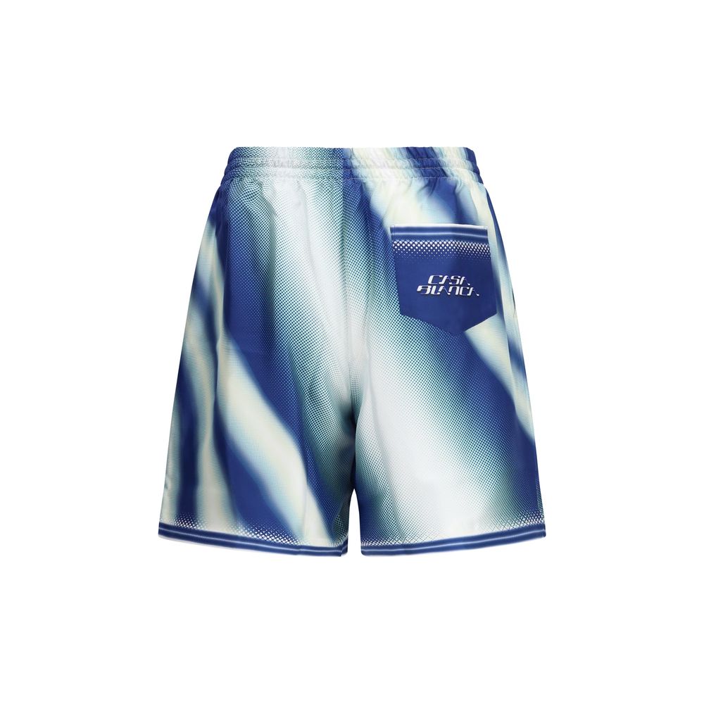 Casablanca Blue Silk Flaming Bermuda Shorts for Men