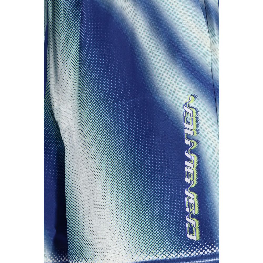 Casablanca Blue Silk Flaming Bermuda Shorts for Men