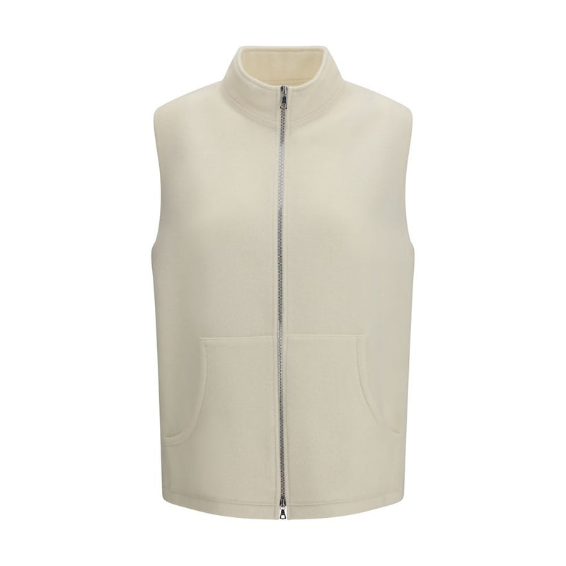 RIER Beige Fleece Wool Sleeveless Jacket